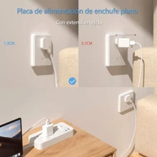 Multicontacto USB, Regleta Multicontacto Pared, Regleta de 4.9Ft/1,5 m, 8 Salidas, 2Puertos de Carga USB, 2Puerto Type-C, Conector múltiple, para el hogar, Oficina, Dormitorio - Blanco - Ver 4