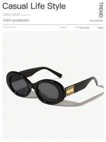 1 PC Women's Light Luxury Vintage Oval Frame Fashion Black Eyeglasses For Holiday Outing, Holiday Gifts And Work Commuter Use