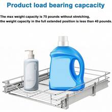 Pull Out Cabinet Organizer, (20" W X 21" D) Heavy-Duty Metal Sliding Drawer Shelf, Bathroom Under Sink Kitchen Cabinets Organizer And Storage Slide Out Shelves, Chrome, 1 Tier, 2 Pack