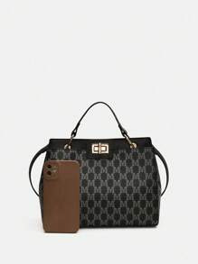 2025 Vintage-Inspired Custom Print Scratch-Resistant Tote Bag For Women, Ideal Gift For Holidays And Middle-Aged Mothers, Large Capacity Meets Daily Travel And Shopping Needs, Can Be Worn On The Shoulder Or Carried By Hand - Black - View 7