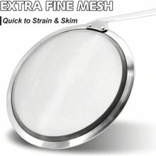 Stainless Steel Fat Skimmer Spoon - Set Of 3 Professional Kitchen Fine Mesh Food Strainer And Hot Pot Skimmer With Long Handle For Skimming, Cooking, Frying, Grease, Gravy And Foam (3"+4"+4.7") - Fine Mesh Skimmer Set of 3 - 查看 11