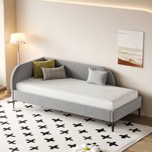 LITZEE Cama tapizada 90*200, sofá cama multifuncional con somier, tejido de terciopelo agradable para la piel, gris