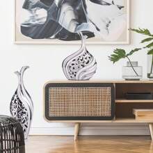 Modern Tall Skinny Floor Vase - White Silver Large Ceramic Vase For Pampas Grass And Single Flowers - Apricot - View 8