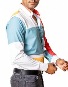 PLATINUM STORES Men's Casual Shirt Long Sleeve Slim Fit White Plaid Red, Orange, Blue Cotton Office Lumberjack Daily Party Fashion - 白色 - 查看 5