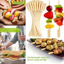 50/80/120 件高品质竹签，6 英寸/8 英寸/10 英寸 - 适合开胃菜、鸡尾酒和烧烤小吃天然木质桨棒，适合水果、香肠和熟食 | 非常适合派对和聚会，竹制餐具 - 原木色 - 查看 3