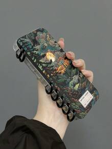 Plant1pc 翻盖抽象森林印花手机壳，书本型设计，适用于 Apple 11/12/13/14/15/16 Pro Max 和 Galaxy A05/A15/A25/A35/A53/A54/A55/S23/S24 超防水防震防摔防刮 - 無色 - 查看 6