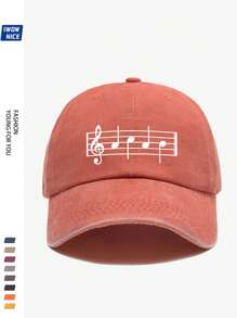 Stylish Musical Baseball Cap, Music Notes Printed Casual Trucker Hat, Unisex Hip Hop Guitar Party Sun Hat For Men And Women, Comfortable Breathable Adjustable Vintage Curved Brim Hat, Suitable For Daily Casual, Outdoor, Beach, Hunting, Fishing, Music Festival, Easter, Father's Day, Mother's Day And Friends, All-Season Accessory