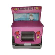 Caja de almacenamiento plegable con diseño de autobús escolar, un accesorio decorativo y funcional perfecto para mantener ordenadas las habitaciones de los niños, ofreciendo una forma divertida de organizar juguetes, ropa o cualquier tipo de artículos. Cuenta con un creativo diseño de autobús escolar y está disponible en múltiples colores llamativos. - Rosa - Ver 2