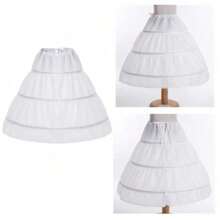 现货 3 环单层白色 A 字形衬裙衬裙婚礼配饰万圣节秋季女士服装 - 白色 - 查看 1