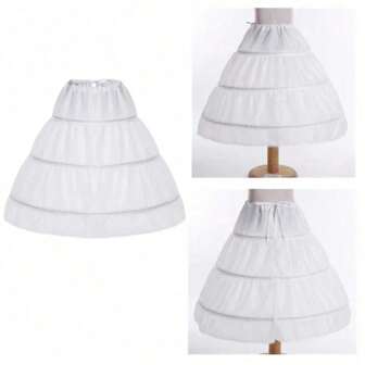 In Stock 3 Hoops One Layer White A-Line Petticoat Crinoline Underskirt Wedding Accessories Halloween Fall Clothes For Women