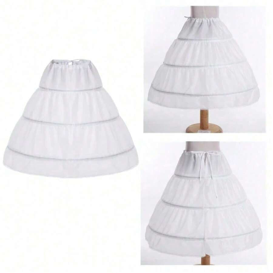现货 3 环单层白色 A 字形衬裙衬裙婚礼配饰万圣节秋季女士服装 - 白色 - 查看 1