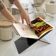CHARMS 1pc Transparent/Black Acrylic Book Shelf, Acrylic Book Display Stand, Acrylic Reading Tray Holder - White - View 2