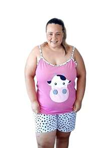 Kit With 2 Plus Size Women's Pajamas With Straps (48/50/52/54) Luxury In Premium Knit Assorted Prints. - 彩色 - 查看 8