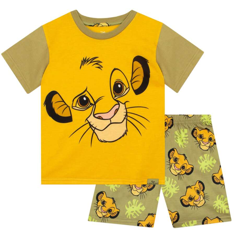 Disney Lion King Pyjamas | Simba Boys Short Pyjamas | Summer Boys PJs | Official Merchandise - Yellow - View 1