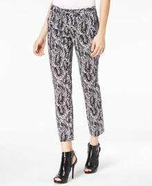 Michael  Petite Printed Cropped Pants - Silver - View 1