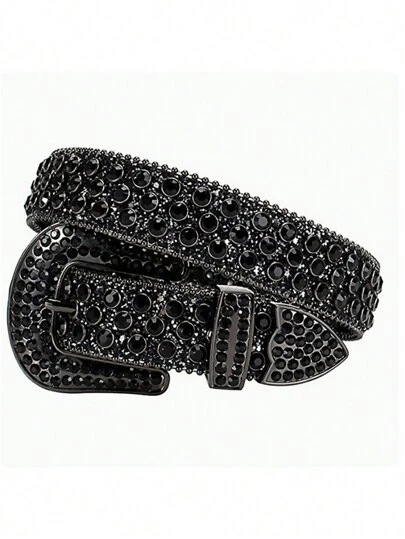 1pc Solid Color Rhinestone Waist Belt, Inlaid With Shiny Crystal For Punk And Hip-Hop Style, Suitable For S Or Dress Halloween Summer, School Fall, Autumn, Halloween Autumn-Winter Accessories,Suitable For Teens, Youth,Men,Casual, Outdoor, Athletic, Vacation, Graduation Gifts, Birthday, Daily Wear