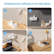 Multicontacto USB, Regleta Multicontacto Pared, Regleta de 4.9Ft/1,5 m, 8 Salidas, 2Puertos de Carga USB, 2Puerto Type-C, Conector múltiple, para el hogar, Oficina, Dormitorio - Blanco - Ver 6
