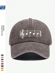 Stylish Musical Baseball Cap, Music Notes Printed Casual Trucker Hat, Unisex Hip Hop Guitar Party Sun Hat For Men And Women, Comfortable Breathable Adjustable Vintage Curved Brim Hat, Suitable For Daily Casual, Outdoor, Beach, Hunting, Fishing, Music Festival, Easter, Father's Day, Mother's Day And Friends, All-Season Accessory
