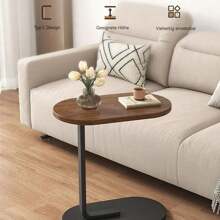 Beistelltisch, C-Form, mobiler Kaffeetisch, Laptoptisch, Sofatisch, Computer-Beistelltisch, 45 x 30 x 60 cm, Walnuss, für Wohnzimmer, Schlafzimmer