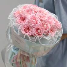 1 pièce Papier d'emballage à fleurs de 28 cm x 4 yards, tissu plissé en faux-perle. Fournitures de fleuriste pour les fêtes, les mariages, les anniversaires. Emballage cadeau, accessoires de bouquet de fleurs, emballage de fleurs fraîches pour la Saint-Valentin, la Fête des Mères