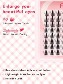 64 pièces Faux cils individuels personnels en manga, bouclés en C, naturels et doux, réutilisables, en grappe. Faciles à porter, à coller et à appliquer pour les débutants. Faux cils essentiels pour le maquillage