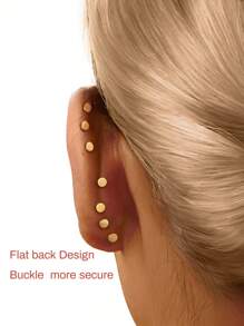 1 件 925 纯银经典锆石耳钉 6-9 毫米平背耳骨耳轮穿孔精美珠宝适合日常佩戴婚礼派对订婚周年纪念情人节 - 金色 - 查看 6