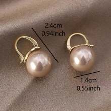 1 Pair Pretty Faux Pearl Pendant Hoop Earrings Zinc Alloy Jewelry Vintage Elegant Style For Women Daily Casual