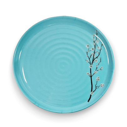 Prato Raso Sakura Verde Água 27cm Melamina – Design Sofisticado e Funcional, Ideal para Mesa Moderna e Refeições Elegantes