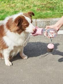 1 pieza Recipiente portátil y resistente a fugas de 350ml/550ml 2 en 1 para mascotas, con contenedor de comida desmontable, adecuado para perros pequeños, medianos y grandes