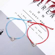 12pcs/Set Asymmetrical Heart-Shaped Adjustable Bracelets, Couple Gift Jewelry Set