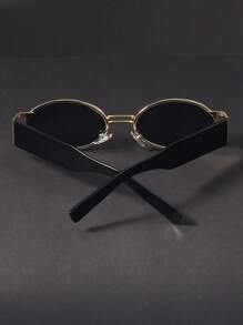 1 pieza Gafas de moda básicas de plástico y metal con montura metálica ovalada, vintage, elegantes, a juego con todo, aptas para el snapchat, festivales musicales, bares, viajes, adecuadas para todos los tipos de rostro, accesorios