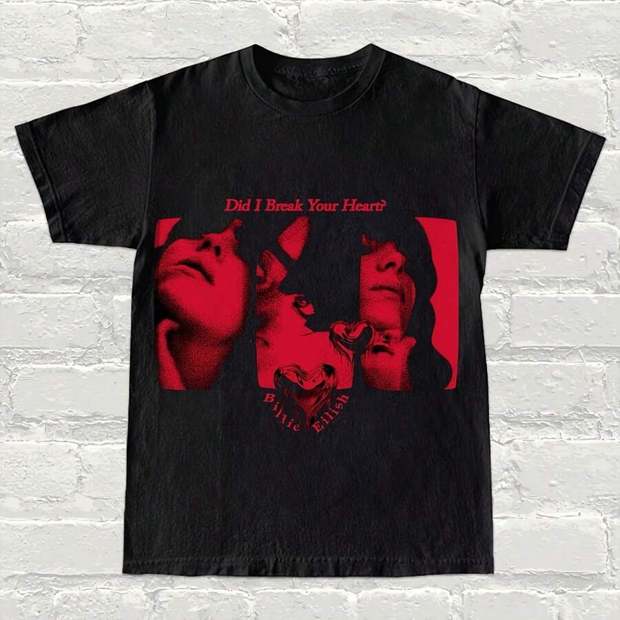 Eilish Inspired T-Shirt – Dark Pop Aesthetic, Oversized Streetwear Vibes, Happier Than Ever Era Merch, Music Lover Gift,Style Apparel - màu đen - Xem 1