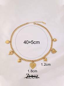 1 pieza Collar con colgante de corazón de acero inoxidable de moda y vintage para mujer, collar gargantilla con múltiples colgantes de corazón, regalo ideal para mejores amigas