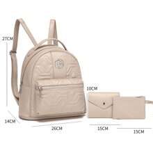 DIOSA LUNA Premium Quality Ladies Backpack Sets. 3 Pack Women Bags, Exquisite Small Backpack, Card Holder, Coin Purse, School Backpack - 金色 - 查看 1