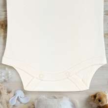 SMK Ceremonias Short Sleeve Angel Embroidered Christening Romper - Beige - View 3