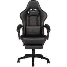 CANVAS REVOLUTION Play Fever Silla Gamer Nitrox | Silla Premium | Cojín Lumbar con masajeador | Reposapiés retráctil | Piel sintética | Ajustable | Varios Colores (Negro) - 1 - Ver 1