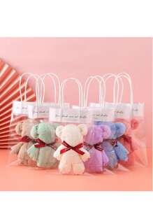 10pcs Cute Bear Towel Gift Set With Transparent Bag - Ideal For Valentine's Day, Wedding, Birthday, Mother's Day And Christmas Party Gifts Home Bathroom Decor Fall Decor Back To School For Beauty Salon Home Bathroom - Multicolor - View 5