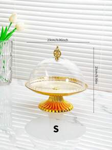 1 套，不锈钢蛋糕架，带可拆卸防尘罩，食品安全塑料甜点盘保护器，适合室内和室外使用，生日、婚礼、斋月装饰 - 彩色 - 查看 2