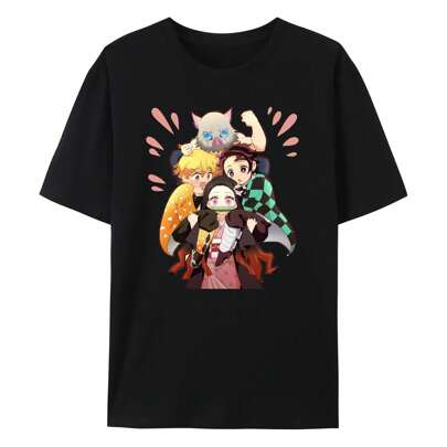 Camiseta de manga corta 100 % algodón con estampado gráfico lindo de Demon Anime Slayer para mujer