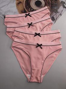 4pack Bow Front Brief - Dusty Pink - View 2