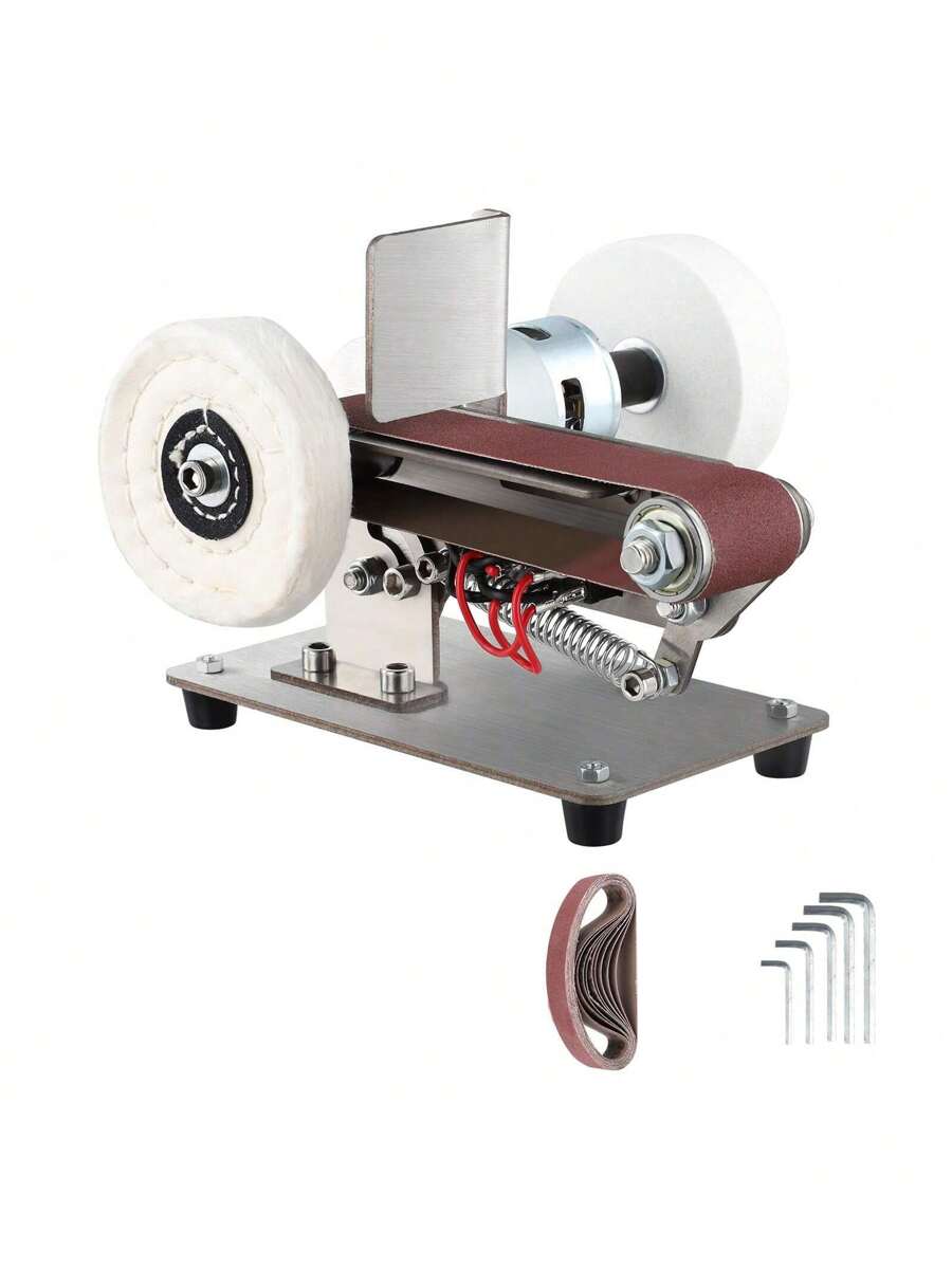 Mini Belt Sander, Belt Sanding Tools Mini Bench Grinder 7 Adjustable Speed DIY Fixed Polishing Grinding Tool - Black - View 1