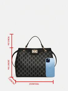 2025 Vintage-Inspired Custom Print Scratch-Resistant Tote Bag For Women, Ideal Gift For Holidays And Middle-Aged Mothers, Large Capacity Meets Daily Travel And Shopping Needs, Can Be Worn On The Shoulder Or Carried By Hand - Black - View 8