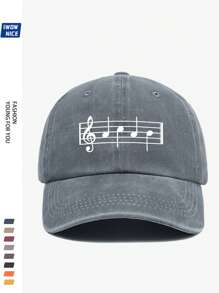 Stylish Musical Baseball Cap, Music Notes Printed Casual Trucker Hat, Unisex Hip Hop Guitar Party Sun Hat For Men And Women, Comfortable Breathable Adjustable Vintage Curved Brim Hat, Suitable For Daily Casual, Outdoor, Beach, Hunting, Fishing, Music Festival, Easter, Father's Day, Mother's Day And Friends, All-Season Accessory