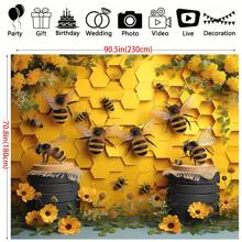 قطعة واحدة، خلفية وبنر ديكور حائط خليات النحل لحفلة النحل، من مادة البوليستر، بألوان حيوية، خلفية لصور الحفلات والديكور، مناسبة لإمدادات ديكور الحفلات وديكور المنزل الداخلي والخارجي