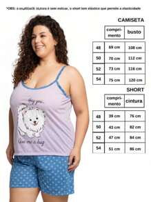 Kit With 2 Plus Size Women's Pajamas With Straps (48/50/52/54) Luxury In Premium Knit Assorted Prints. - 彩色 - 查看 2