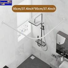 1pc Black/White Curved Shower Curtain Rod, Suitable For Corner Installation, Space Saving Curved Shower Curtain Rod, Bathroom Shower Curtain Hanging Rod, Drill & No-Drill Installation Curved Shower Curtain Rod, Shower Curtain Rod, Fits Lightweight Shower Curtain Home Bathroom Decor Fall Decor Bathroom Accessories Back To School
