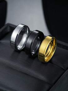 简约不锈钢男女通用舒适结婚戒指，适合男士，是送给爸爸、儿子、情人节、派对和日常佩戴的绝佳礼物 - 銀色 - 查看 12