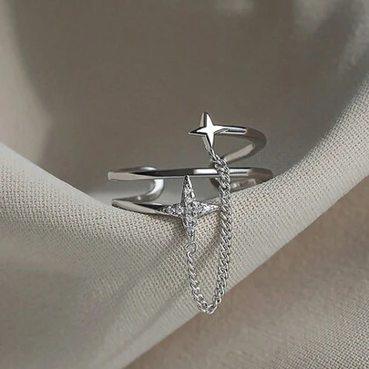 1 件独家设计奢华链条流星和双层十字戒指