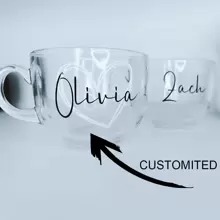 Personalised Glass Coffee Mug, Tea Mug, Office, Mother's Day, Father's Day, Hot Chocolate Gift Birthday Present Gift For Her Latte Mug Valentine's Day Gift - Mug- - View 6