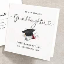 Granddaughter Graduation Card- With Cap & Scroll Greeting Card Including Envelope - Style-01 - View 3